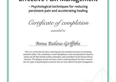 Effective Pain Management - Certyfikat - Anna Bialous-Griffiths
