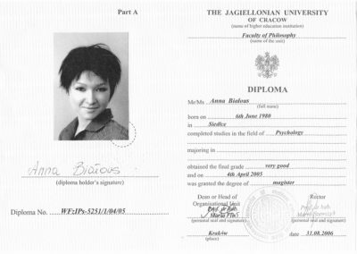 Diploma - The Jagiellonian University of Cracow