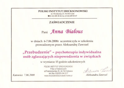 Psychoterapia indywidualna osób zgłaszających niepowodzenia w związku