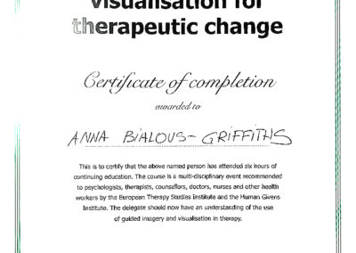 Guided imagery and visualisation for therapeutic change - Certificate