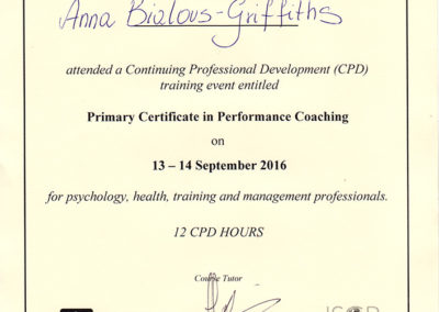 Primary Certificate in Performance Coaching