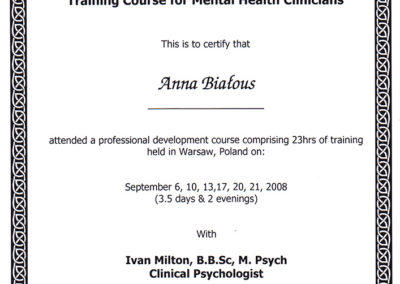 Training Course for Mental Health Clinicians