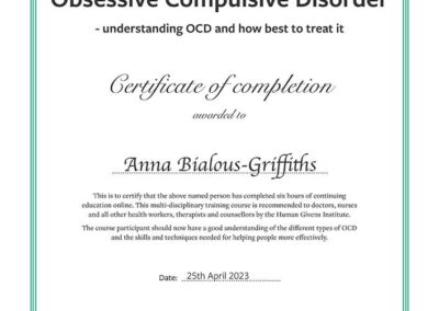 LIVE OCD Certificate - 25-04-2023 - AnnaBialous-Griffiths