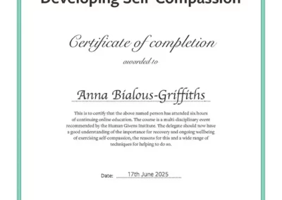 Live Self-compassion - certificate - 17-06-2025 - Anna Bialous-Griffiths